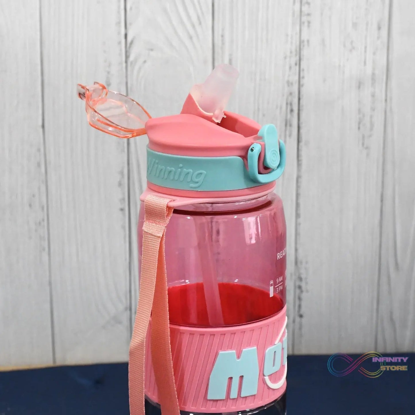 Plastic Water Bottle With Strap and Straw (1000 ML) - infinityexculsivestore.com