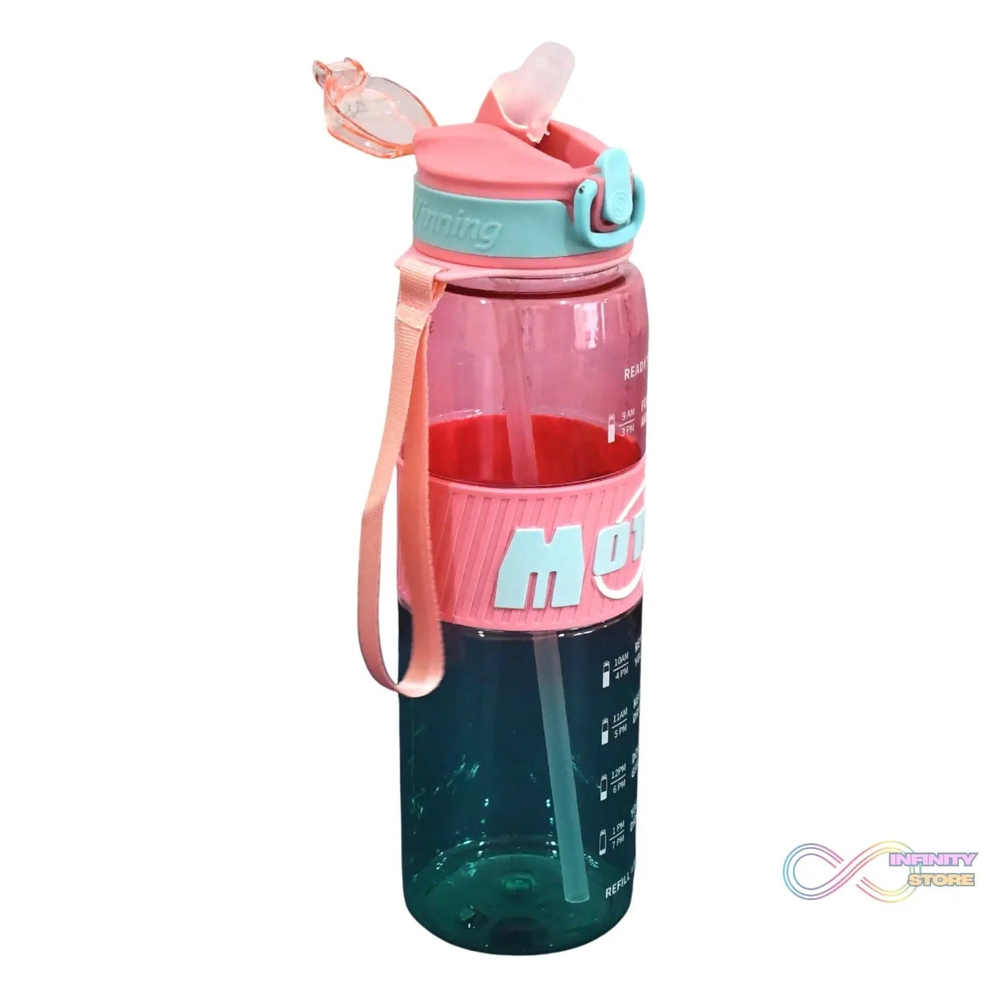 Plastic Water Bottle With Strap and Straw (1000 ML) - infinityexculsivestore.com