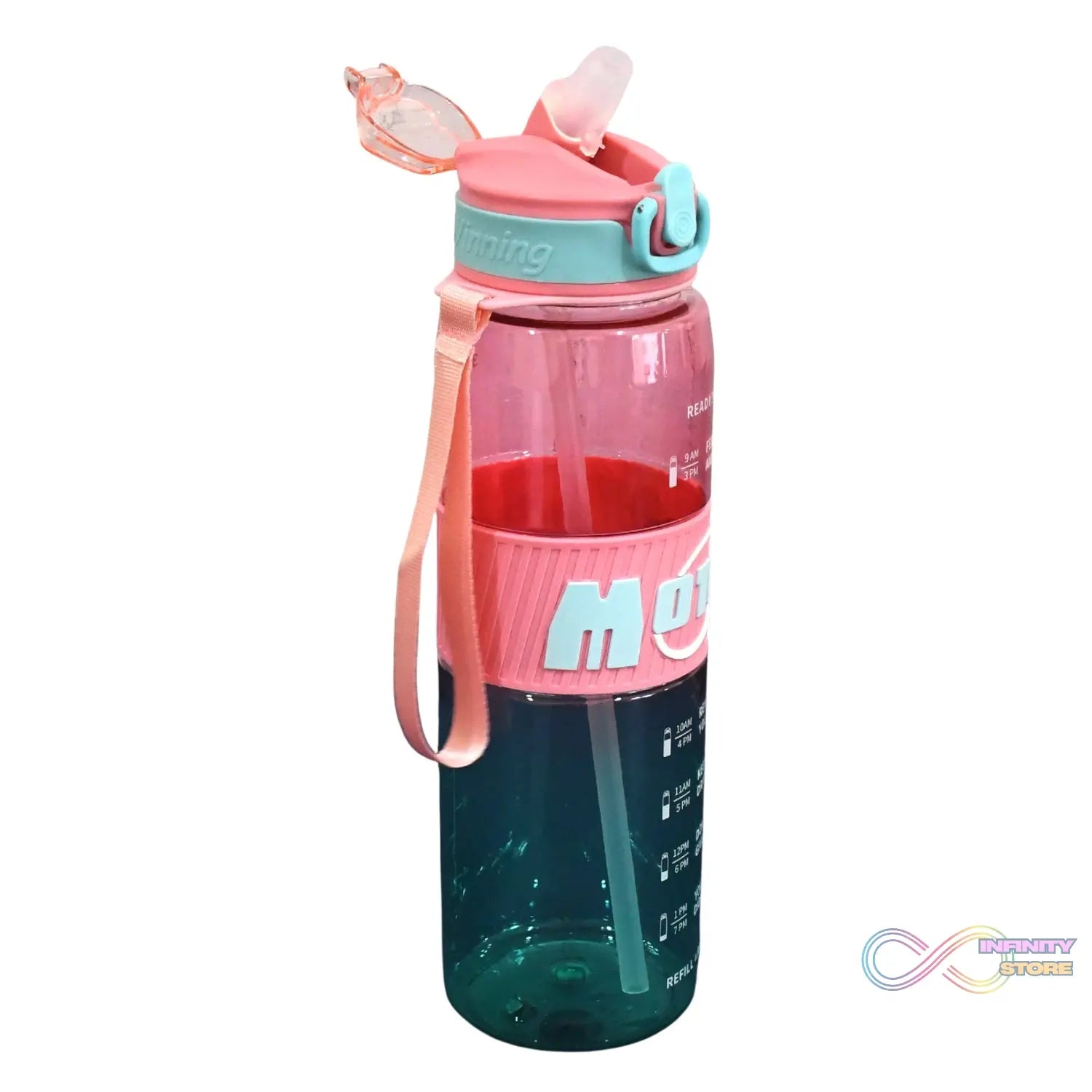 Plastic Water Bottle With Strap and Straw (1000 ML) - infinityexculsivestore.com