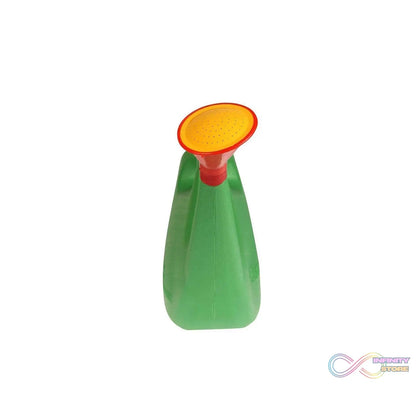 Plastic watering can with an ergonomic design and sprayer for even watering