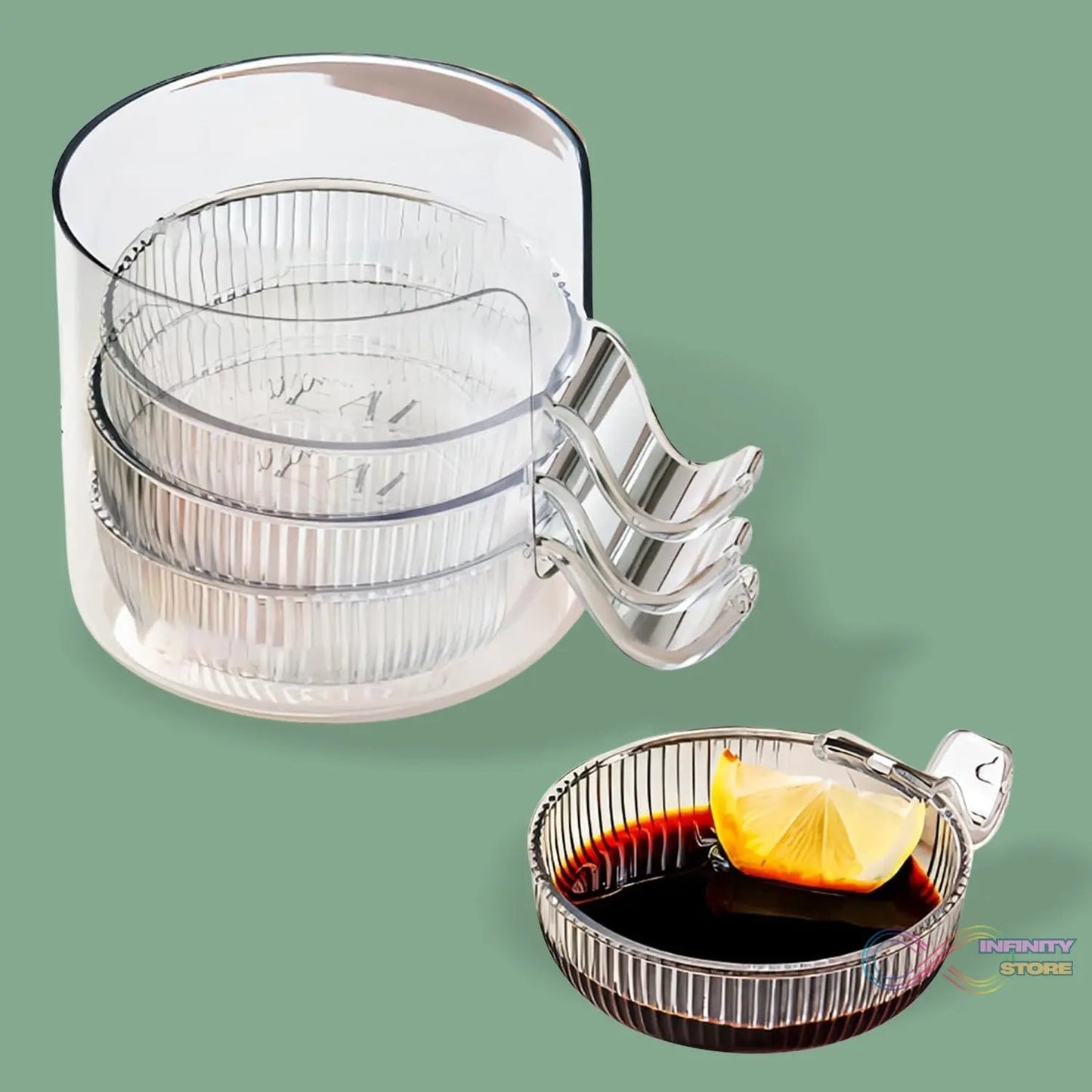 Plastics Dip Bowls, Dipping Sauce Bowls with Handle (4 Pcs Set / With Case) - infinityexculsivestore.com