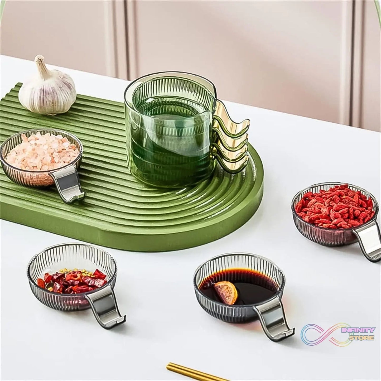 Plastics Dip Bowls, Dipping Sauce Bowls with Handle (4 Pcs Set / With Case) - infinityexculsivestore.com