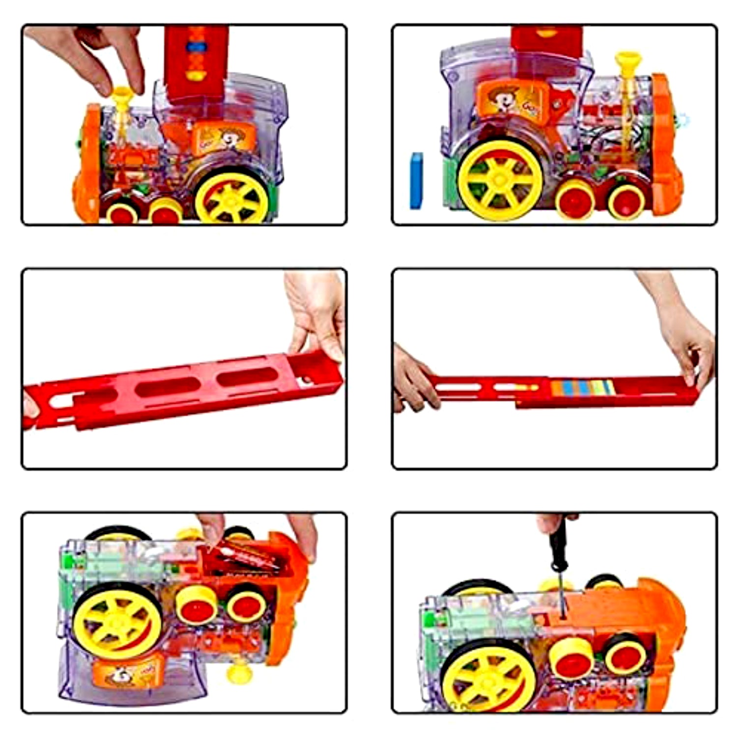 Play Game Transparent Funny Train Engine with Blocks Set 60 Blocks Toy with Music and Lights Automatic Blocks Toy Train Set for Kids ( Batteries not included) - infinityexculsivestore.com
