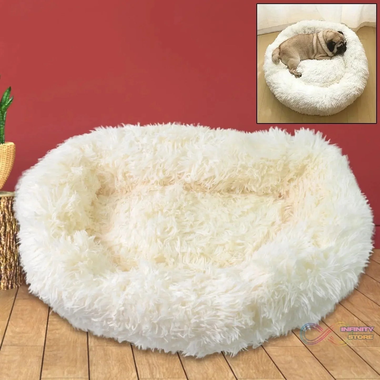 Plush Luxurious Deluxe Soft Dog Bed Washable Sofa Round Cushion (Large / 1 Pc) - infinityexculsivestore.com