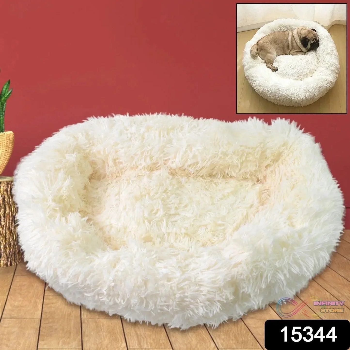 Plush Luxurious Deluxe Soft Dog Bed Washable Sofa Round Cushion (Large / 1 Pc) - infinityexculsivestore.com