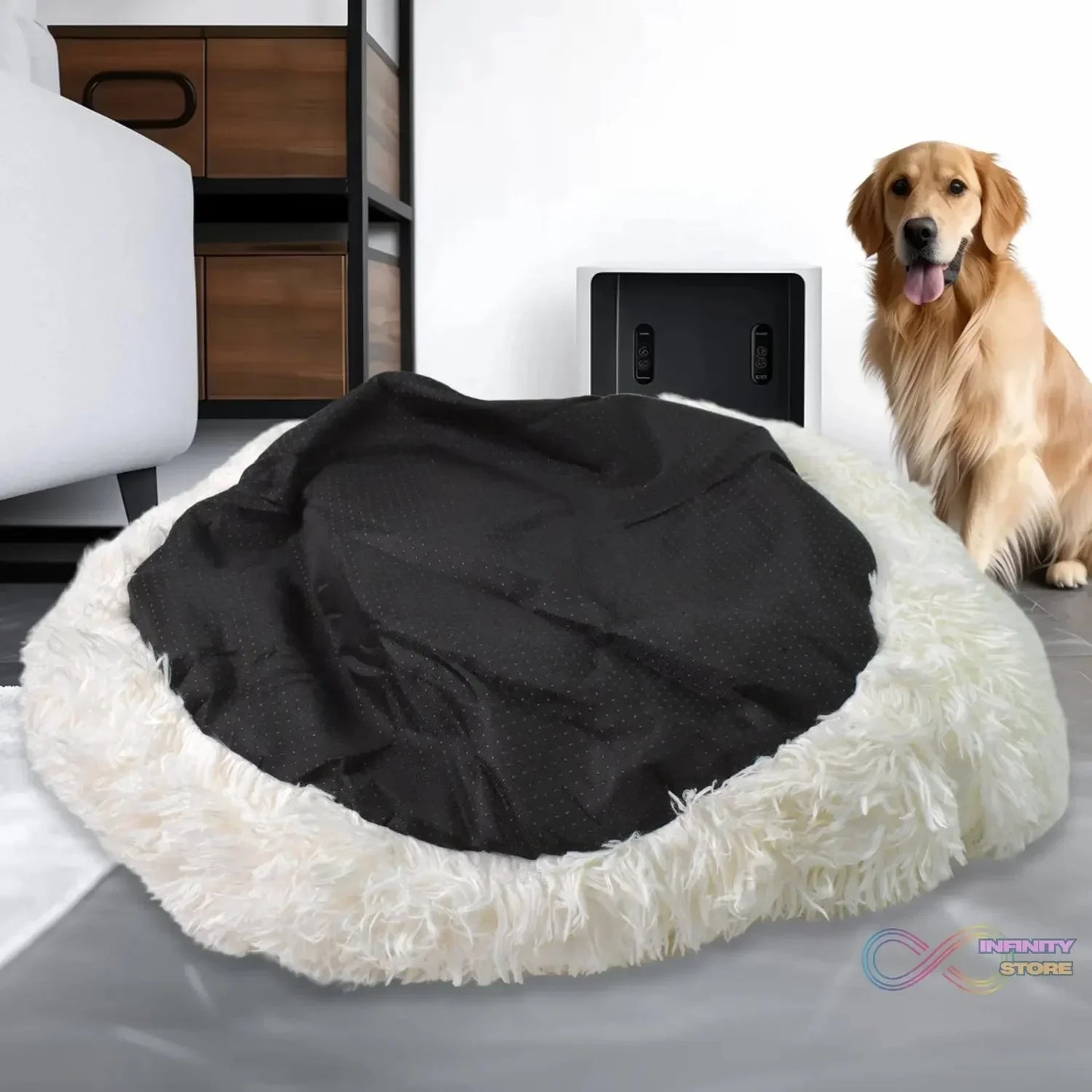 Plush Luxurious Deluxe Soft Dog Bed Washable Sofa Round Cushion (Large / 1 Pc) - infinityexculsivestore.com