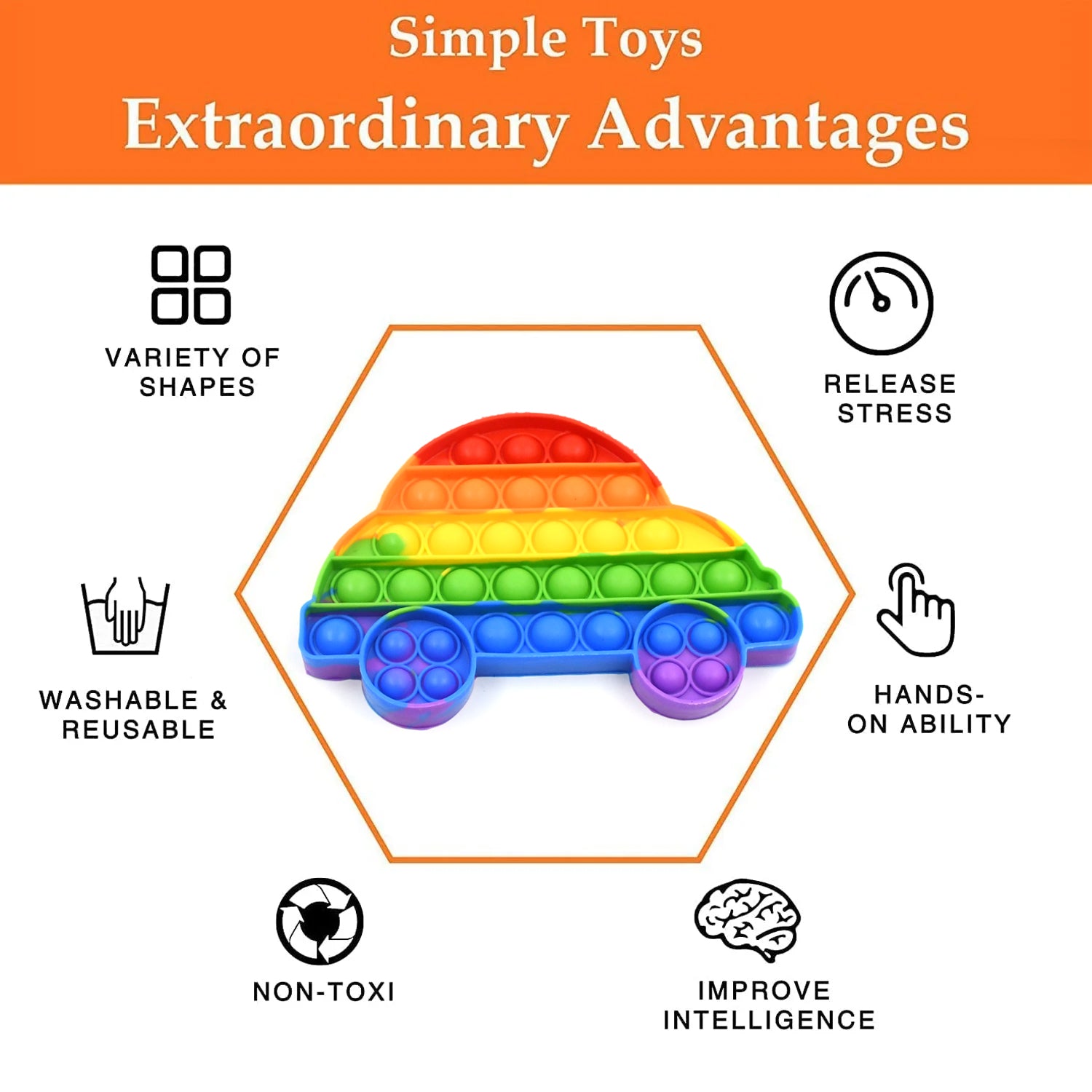 Pop Fidget Toy Push Pop Bubble Fidget Sensory Toy for Kids and Adults Fidget Popper Stress Reliever Sensory Fidget Poppers (Butterfly & Car Shape / 1 Pc) - infinityexculsivestore.com