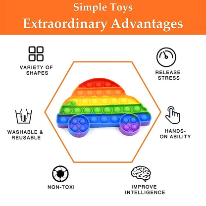 Pop Fidget Toy Push Pop Bubble Fidget Sensory Toy for Kids and Adults Fidget Popper Stress Reliever Sensory Fidget Poppers (Butterfly & Car Shape / 1 Pc) - infinityexculsivestore.com