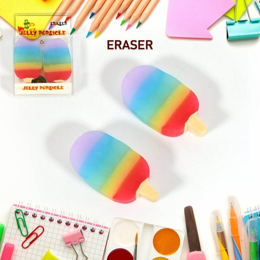 Jelly Popsicle Shape Fancy &amp; Stylish Erasers, Mini Eraser Creative Cute Novelty Eraser for Children Eraser Set for Return Gift, Birthday Party, School Prize (2 Pc Set| Mix Design) - infinityexculsivestore.com