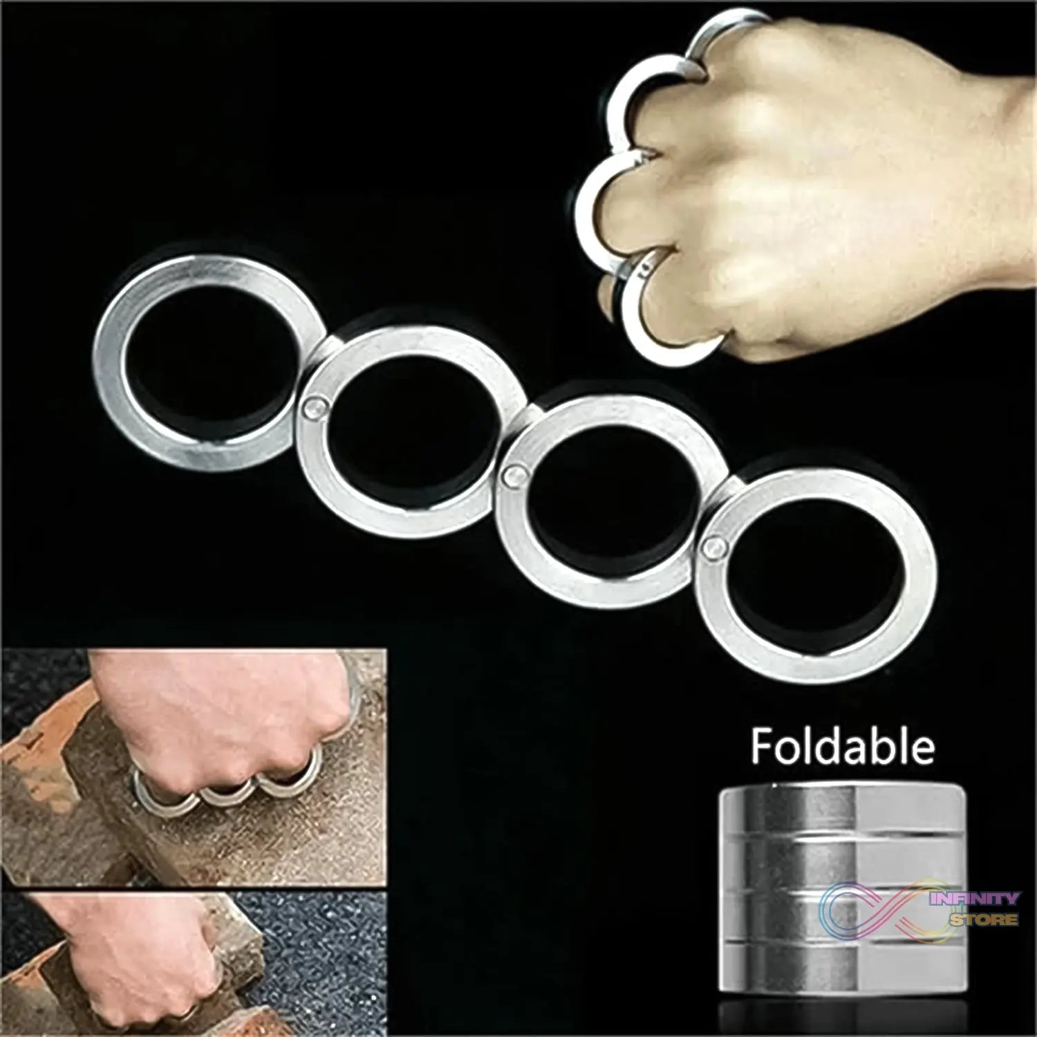 Portable 4 Finger Ring Unique Rotating Folding Ring (1 Set) - infinityexculsivestore.com