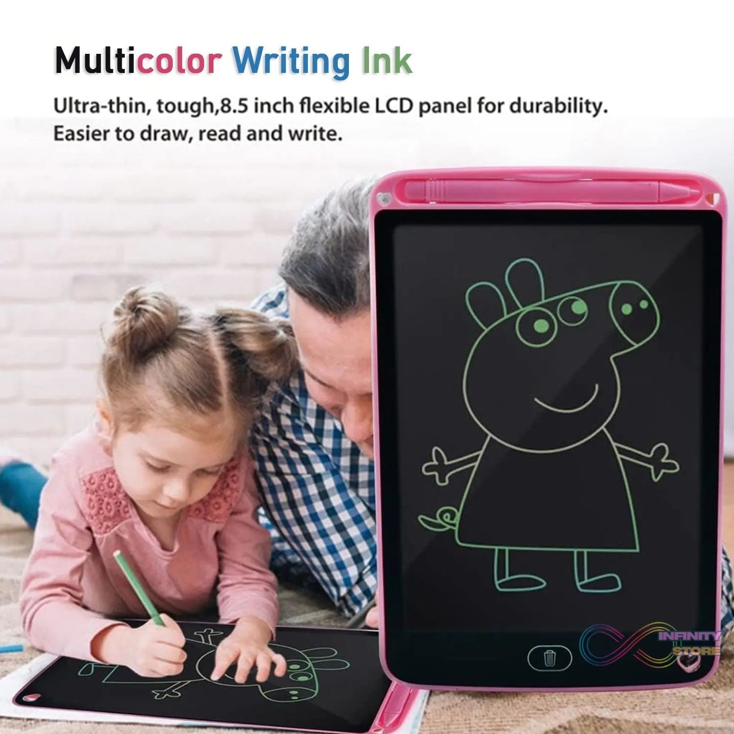 LCD writing tablet for creative work, featuring multi-color ink