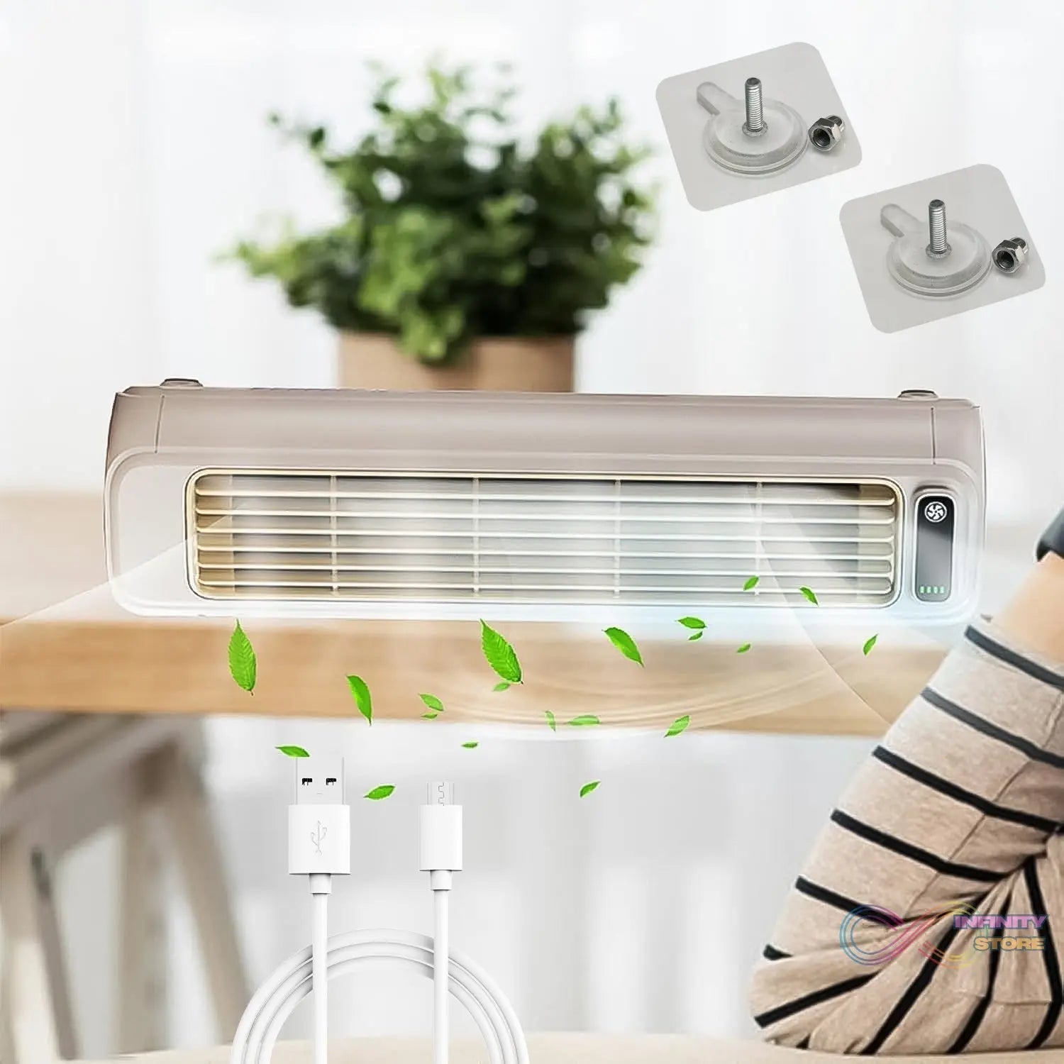 Portable Air Conditioning Cooling Fan (1 Pc / With 2 Pc Adhesive Hook) - infinityexculsivestore.com
