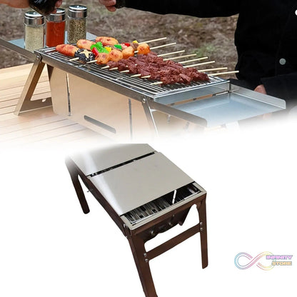 Portable BBQ / Barbecue Grill Stainless Steel Folding Charcoal Grill (1 Set / Net Weight : 2207 GM) - infinityexculsivestore.com