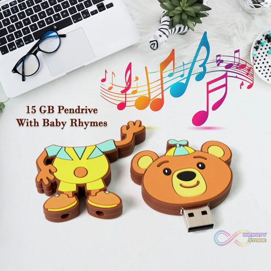Portable Cartoon Shape Silicone USB Pen drive / Flash disk (15 GB With Baby Rhymes Song / 1 Pc) - infinityexculsivestore.com