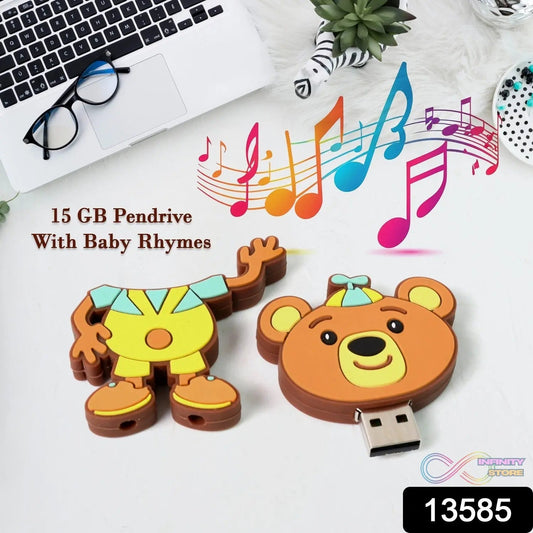 Portable Cartoon Shape Silicone USB Pen drive / Flash disk (15 GB With Baby Rhymes Song / 1 Pc) - infinityexculsivestore.com