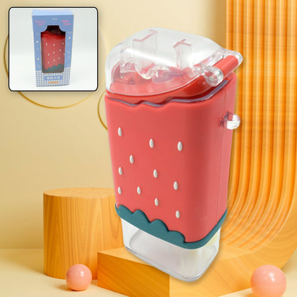 Portable Cute Water Bottle for Kids, Unique Ice Cream Shape water cup, Popsicle Shaped Plastic Kettle with Straw, Adjustable Shoulder Strap, BPA free, Leakproof (300 ML) - infinityexculsivestore.com