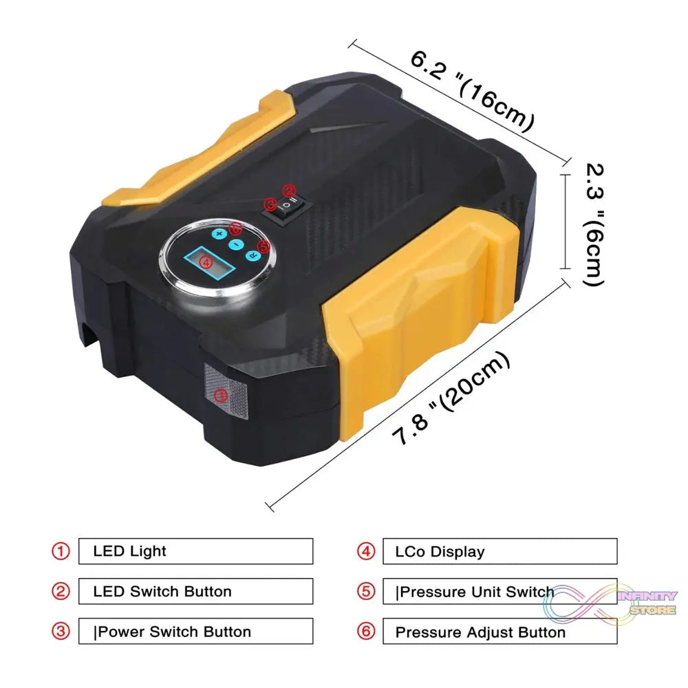 Handy air pump for inflating car and bike tyres.