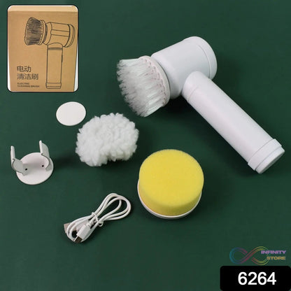 Portable Electric Cleaning Brush with 3 Replaceable Brush Heads (5 In 1) - infinityexculsivestore.com