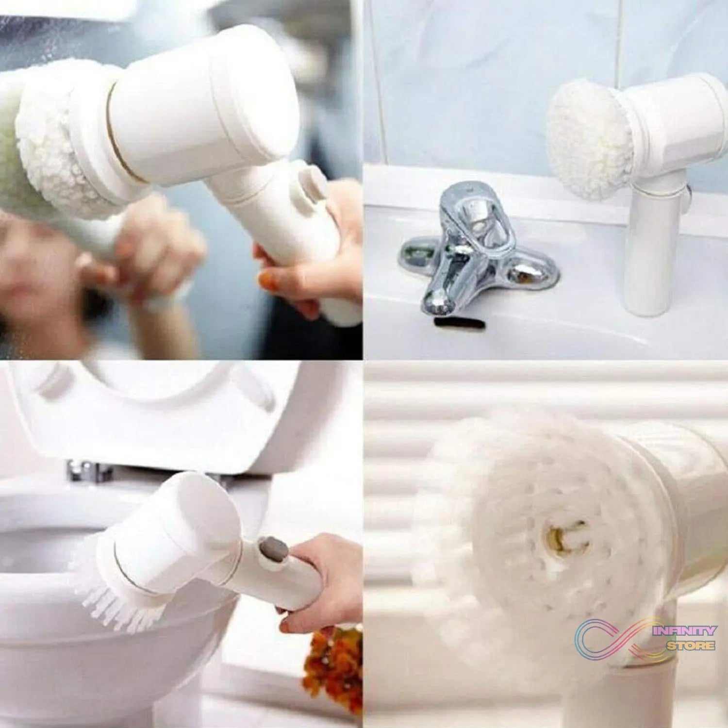 Portable Electric Cleaning Brush with 3 Replaceable Brush Heads (5 In 1) - infinityexculsivestore.com