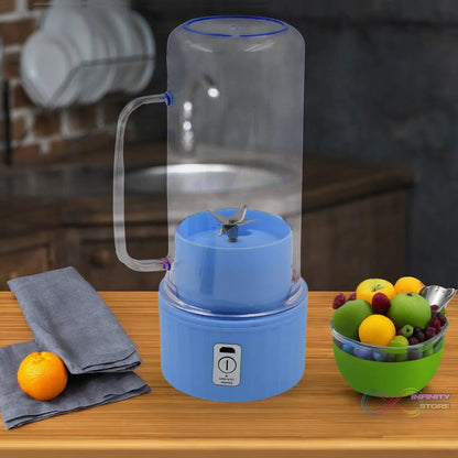 Portable Electric Juicer With Handle & Straw, USB Rechargeable 6 Stainless Steel Blades (500 ML) - infinityexculsivestore.com