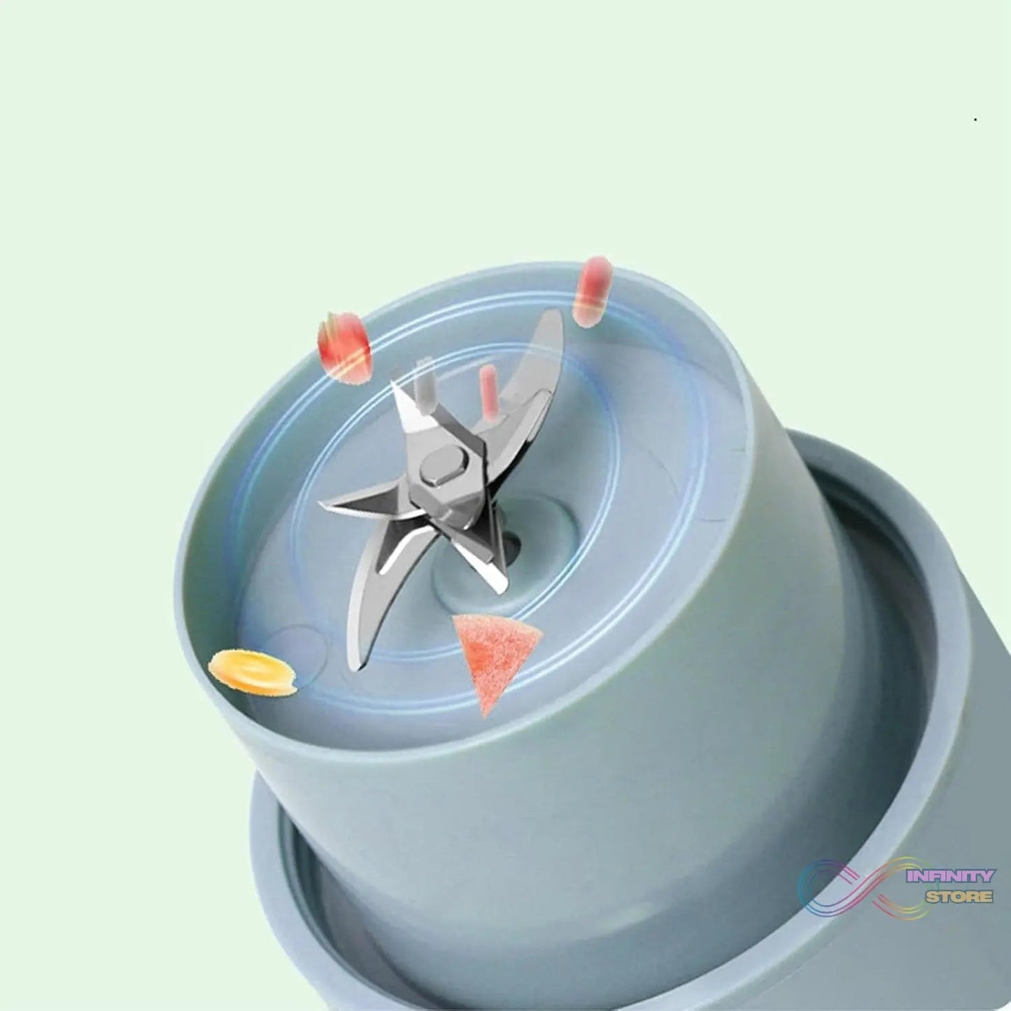 Portable Electric Juicer With Handle & Straw, USB Rechargeable 6 Stainless Steel Blades (500 ML) - infinityexculsivestore.com