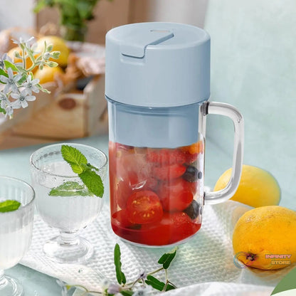 Portable Electric Juicer With Handle & Straw, USB Rechargeable 6 Stainless Steel Blades (500 ML) - infinityexculsivestore.com