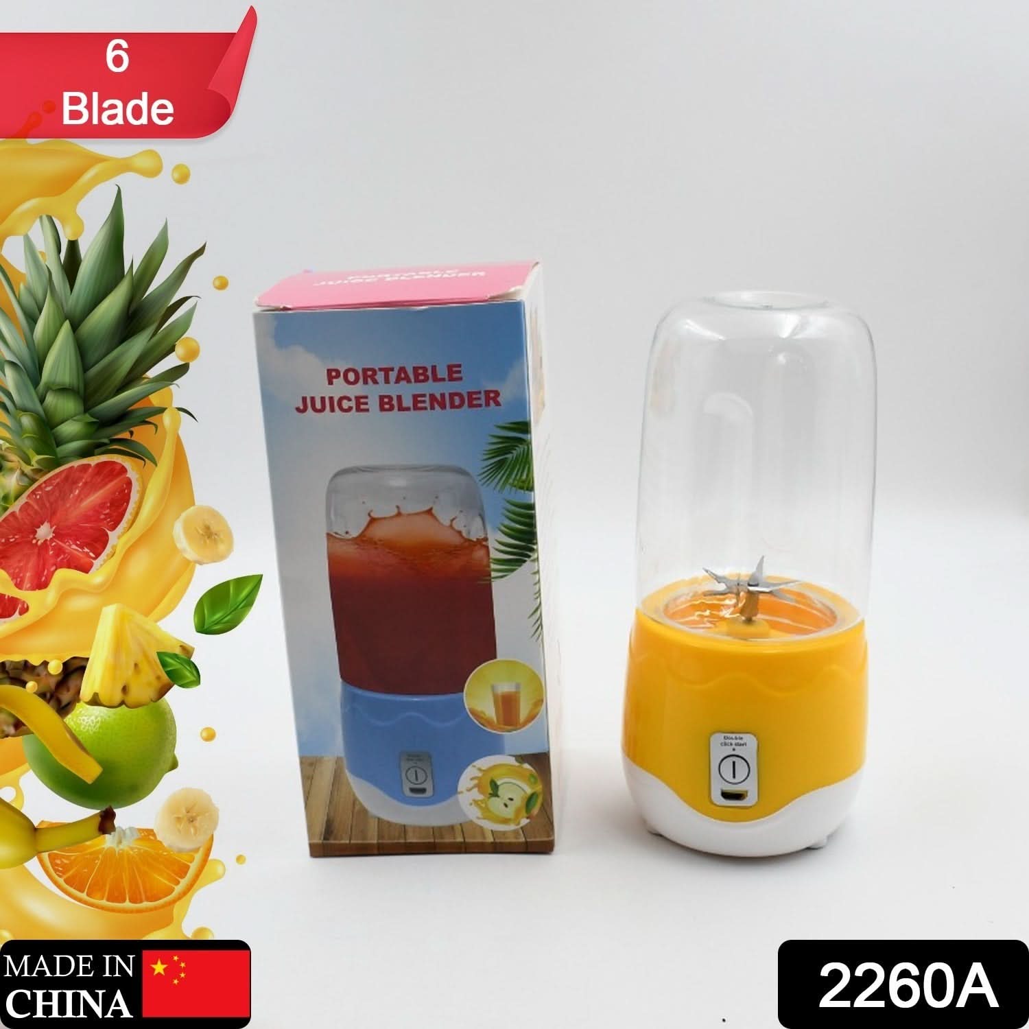 Portable Electric USB Juice Maker 6 blade Blender Grinder Mixer Personal Size, USB Rechargeable Mini Juicer for Smoothies and Shakes with Juicer Cup - 400ml - infinityexculsivestore.com