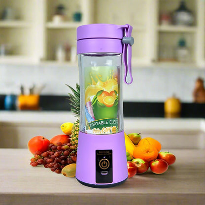 Portable Electric USB Juice Maker Juicer Bottle Blender, Grinder Mixer, 4 Blades Rechargeable Bottle (380 ML / Mix Color) - infinityexculsivestore.com