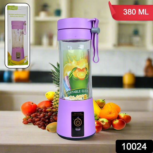 Portable Electric USB Juice Maker Juicer Bottle Blender, Grinder Mixer, 4 Blades Rechargeable Bottle (380 ML / Mix Color) - infinityexculsivestore.com