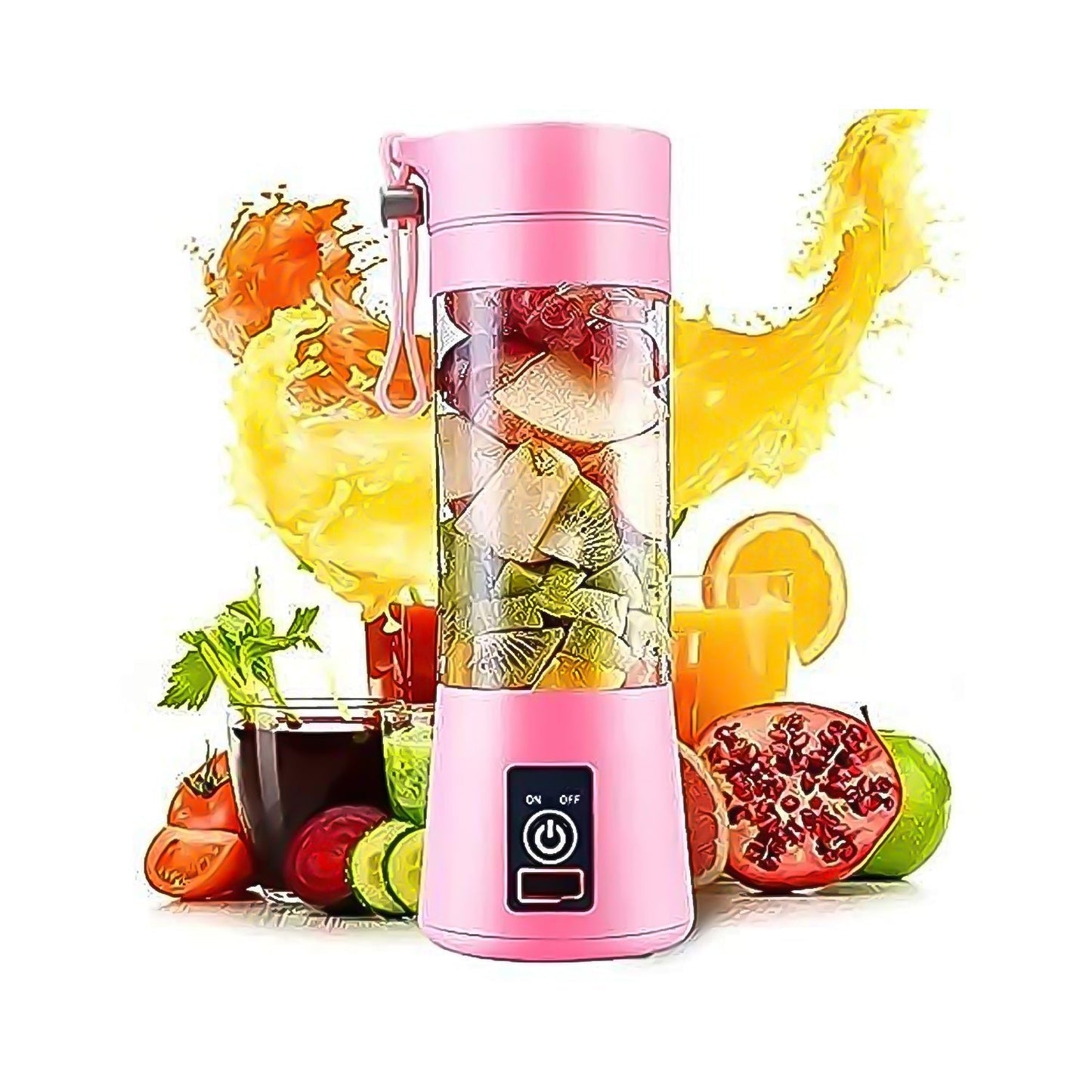 Portable Electric USB Juice Maker Juicer Bottle Blender, Grinder Mixer, 4 Blades Rechargeable Bottle (380 ML / Mix Color) - infinityexculsivestore.com