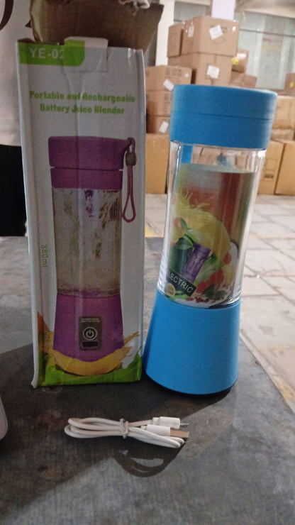 Portable Electric USB Juice Maker Juicer Bottle Blender, Grinder Mixer, 4 Blades Rechargeable Bottle (380 ML / Mix Color) - infinityexculsivestore.com