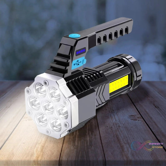 Portable Flashlight / Torch COB 7LED Hand Light USB Rechargeable Light with Side Light (1 Pc) - infinityexculsivestore.com
