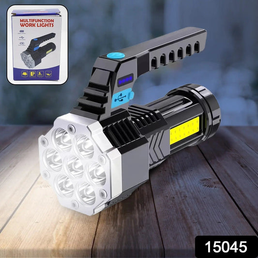 Portable Flashlight / Torch COB 7LED Hand Light USB Rechargeable Light with Side Light (1 Pc) - infinityexculsivestore.com
