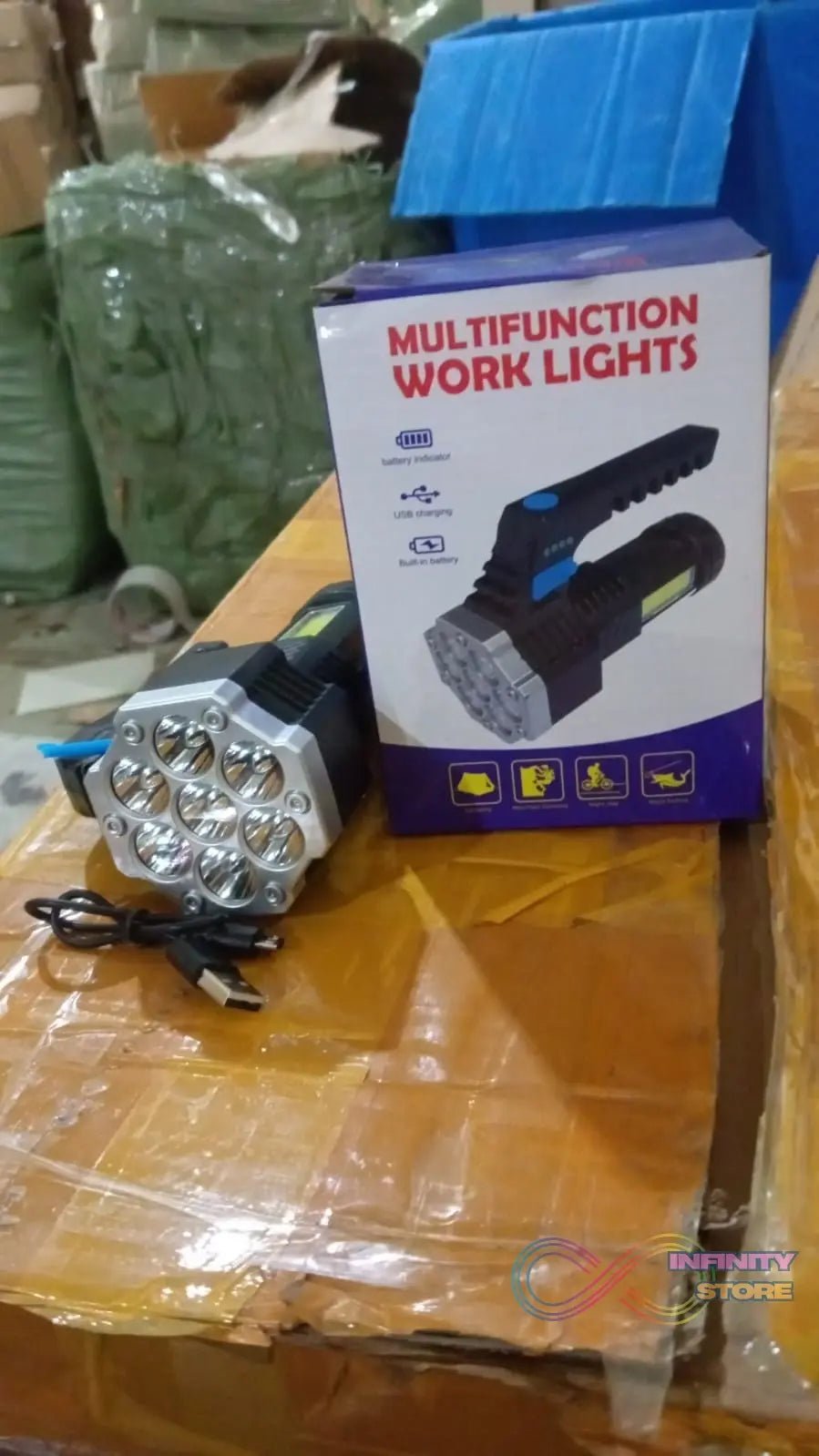 Portable Flashlight / Torch COB 7LED Hand Light USB Rechargeable Light with Side Light (1 Pc) - infinityexculsivestore.com
