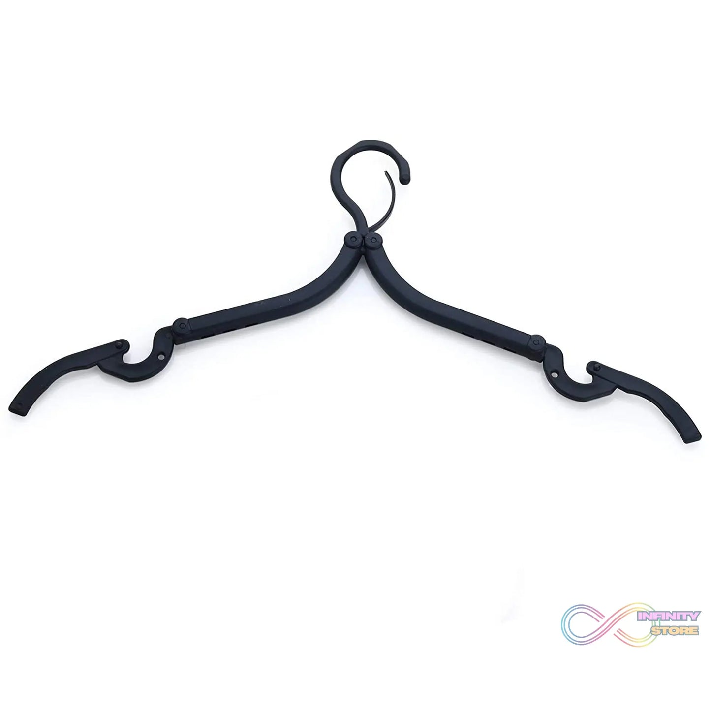 Foldable multicolor plastic hangers, single piece, compact and portable for travel and home use.
