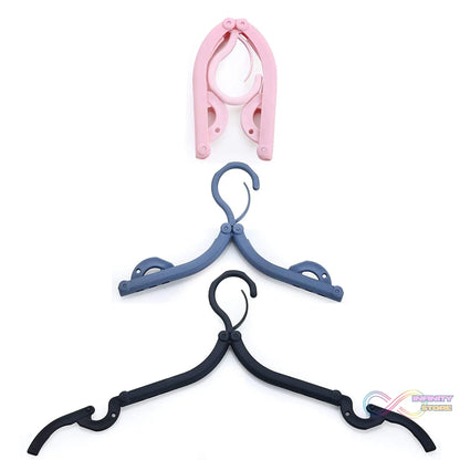 Multicolor plastic hanger, foldable for easy storage, great for keeping your clothes organized.