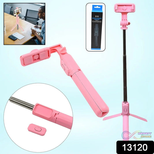 Portable Foldable Selfie Stick with Remote Control, 3 - Axis Tripod Hand Stabilizer for Smartphones, TikTok Vlog YouTuber Video Recording (1 Pc) - infinityexculsivestore.com