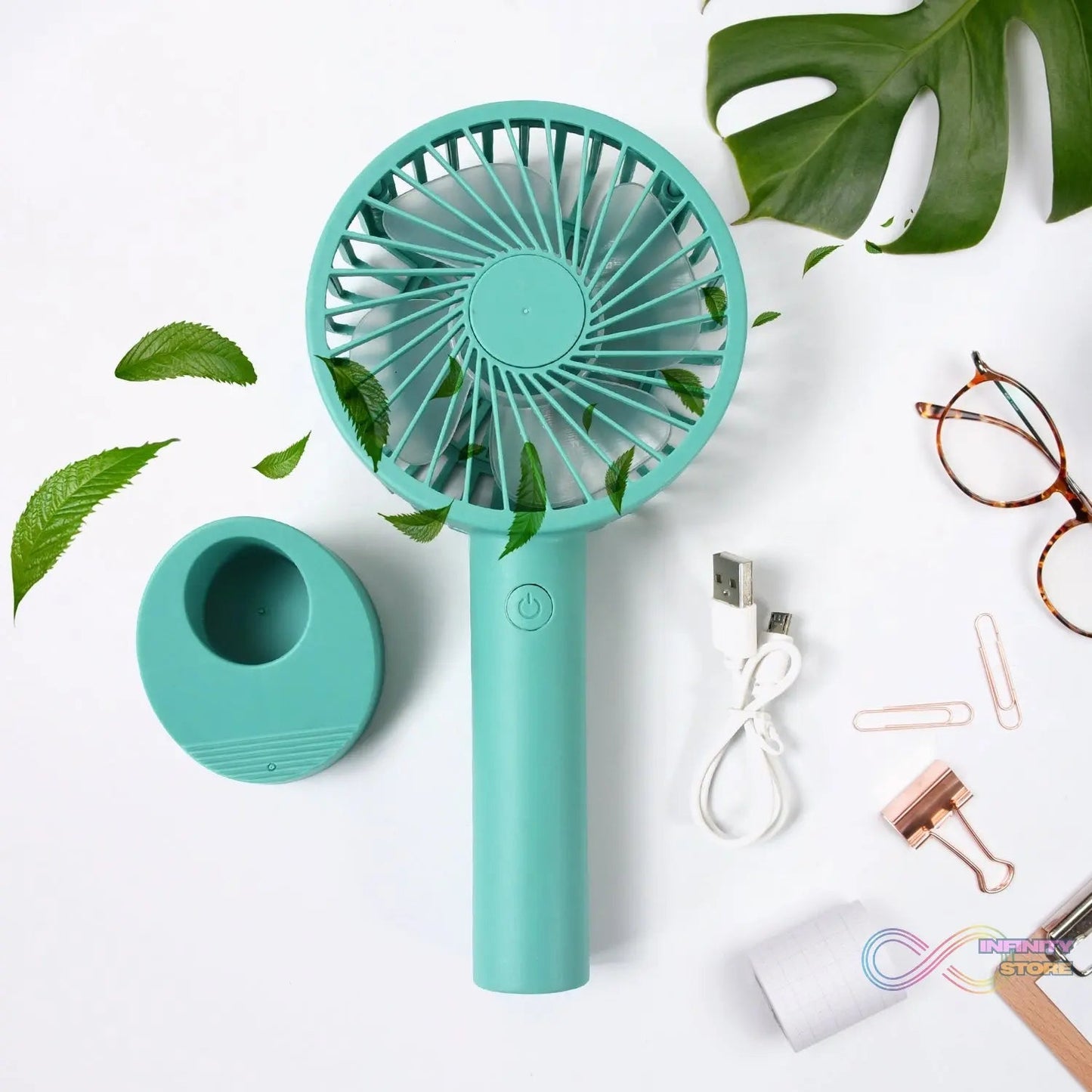 Portable Handheld Fan With 3 Speeds Battery Operated Fan Rechargeable Multi Colors As Base Phone Holder Fan (Battery Included) - infinityexculsivestore.com