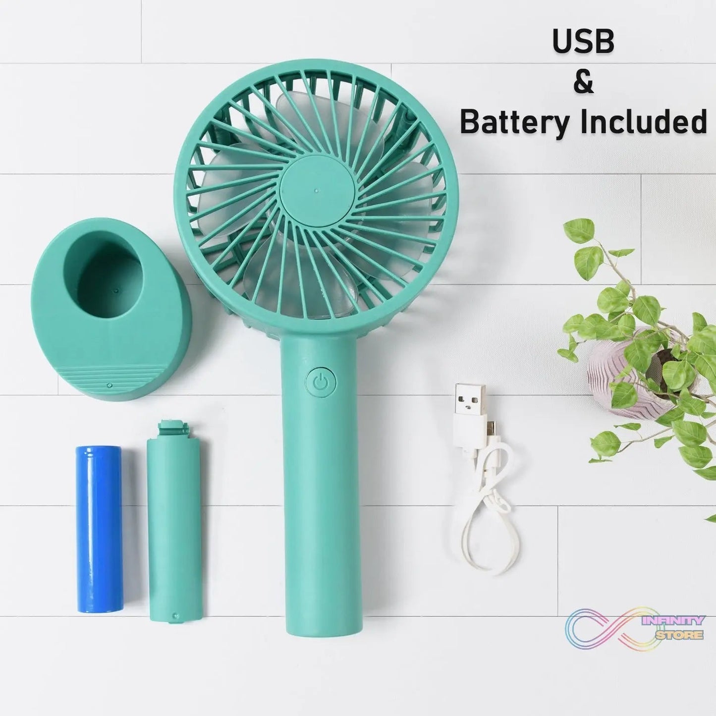 Portable Handheld Fan With 3 Speeds Battery Operated Fan Rechargeable Multi Colors As Base Phone Holder Fan (Battery Included) - infinityexculsivestore.com