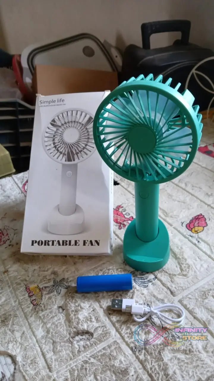 Portable Handheld Fan With 3 Speeds Battery Operated Fan Rechargeable Multi Colors As Base Phone Holder Fan (Battery Included) - infinityexculsivestore.com