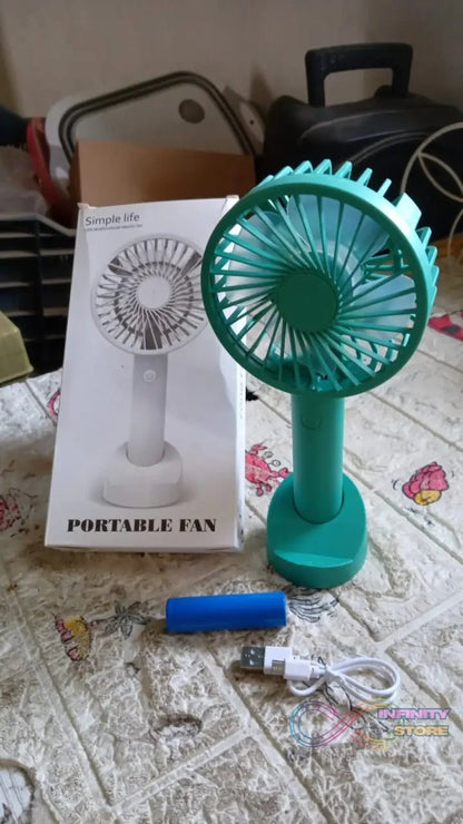 Portable Handheld Fan With 3 Speeds Battery Operated Fan Rechargeable Multi Colors As Base Phone Holder Fan (Battery Included) - infinityexculsivestore.com