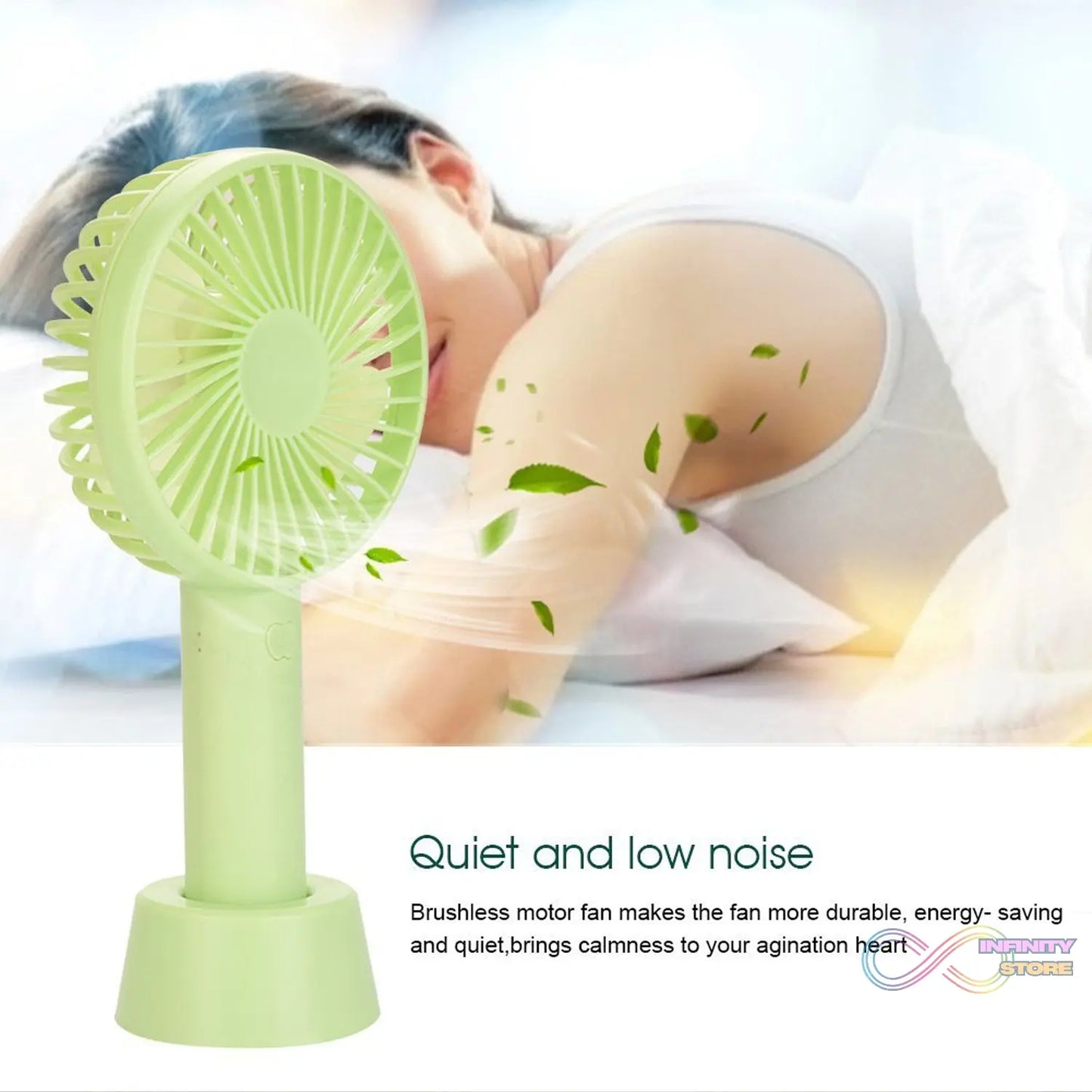 Handheld cooling fan, perfect for summer; not including batteries.