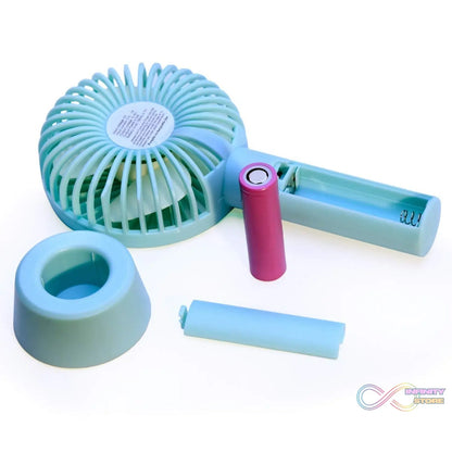 Multi-functional handheld fan for indoor and outdoor use.