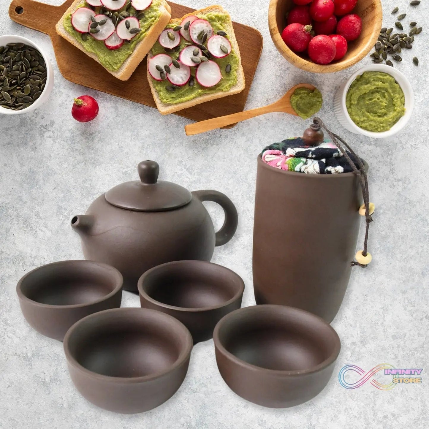 Portable Kung Fu Tea set with a portable travel bag (set of 6pcs) - infinityexculsivestore.com