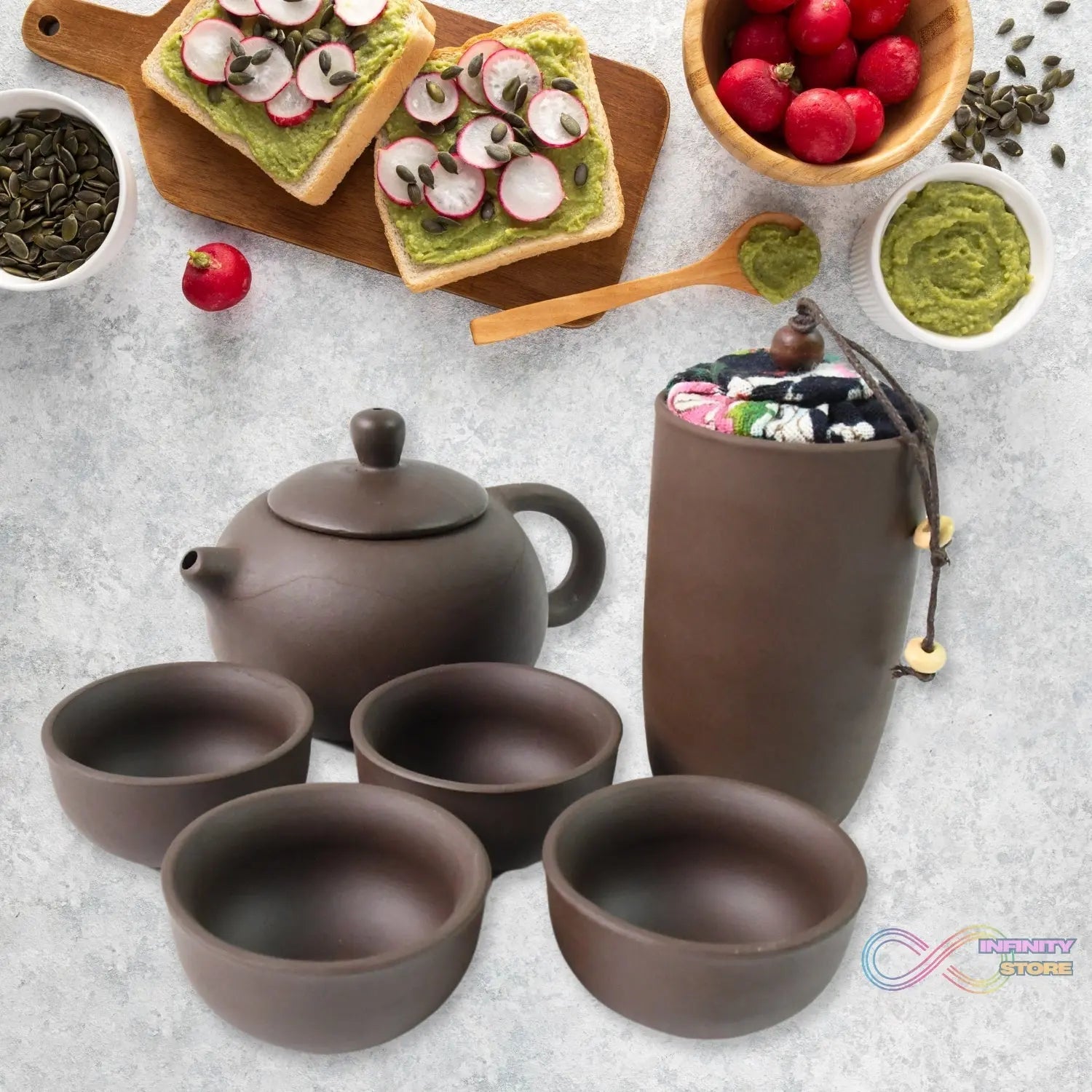 Portable Kung Fu Tea set with a portable travel bag (set of 6pcs) - infinityexculsivestore.com
