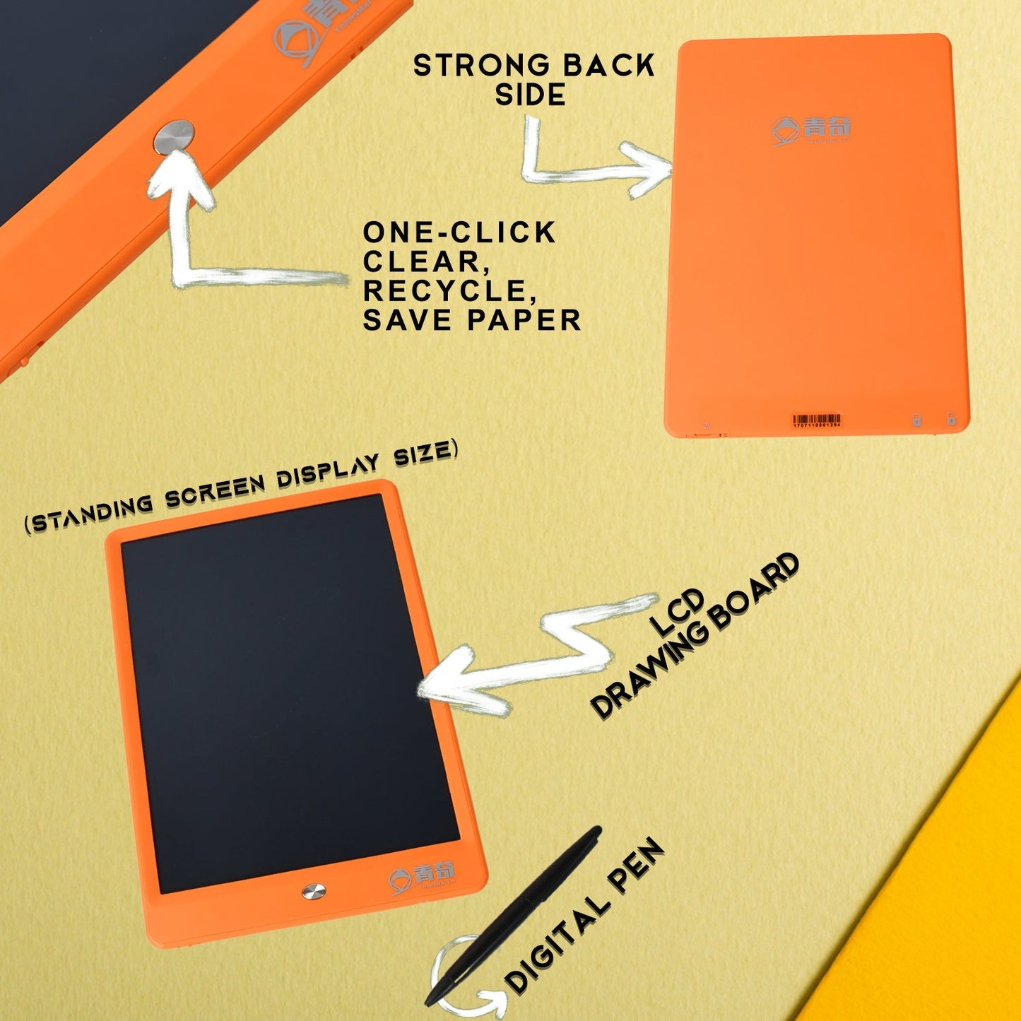 Portable LCD Writing Board Slate Drawing Record Notes Digital Notepad with Pen Handwriting Pad Paperless Graphic Tablet for Kids (1 pc / 25×15 Cm) - infinityexculsivestore.com