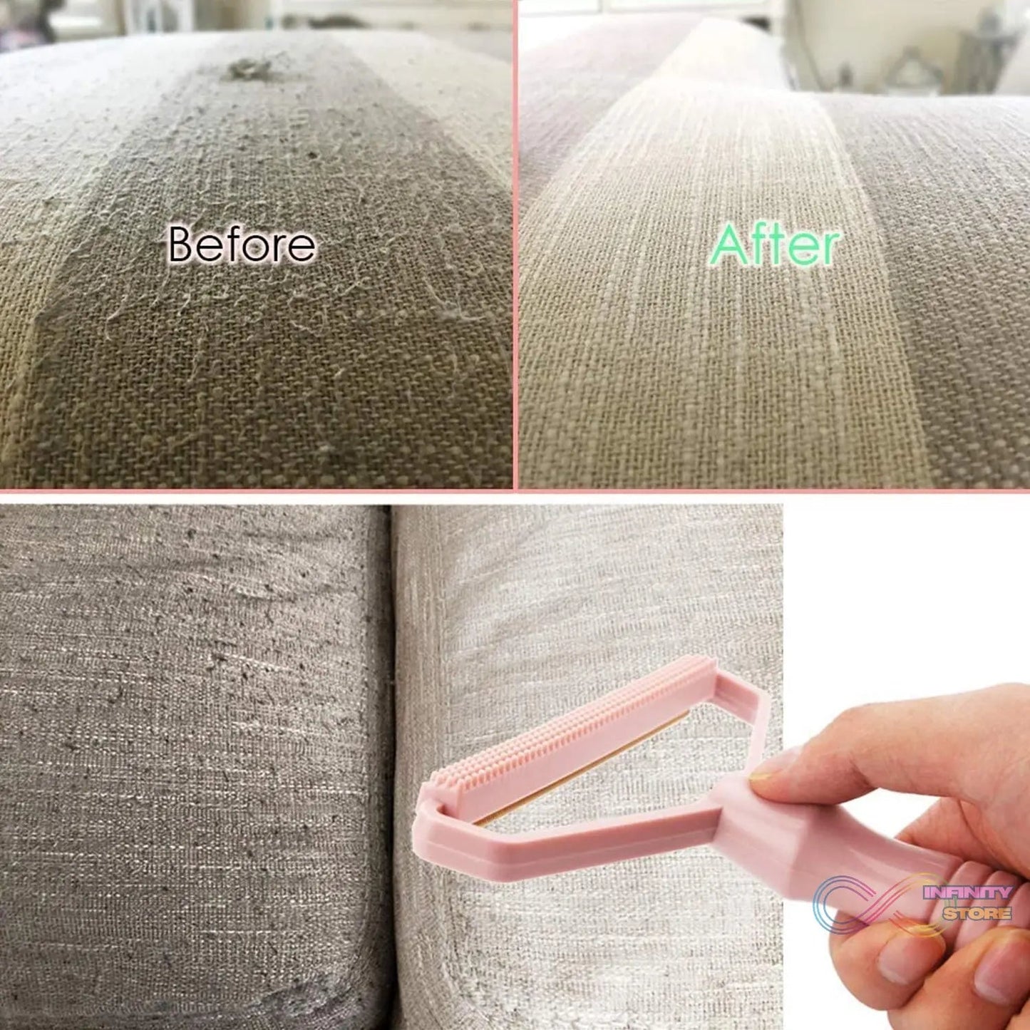 2in1 Portable Lint Remover for Home Use | Use for Removing Lint Dust in Furniture and Wool Clothes Sweater Carpet | Woolen Fabrics Brush Sticky Lint Roller with Long Handle (1 Pc) - infinityexculsivestore.com