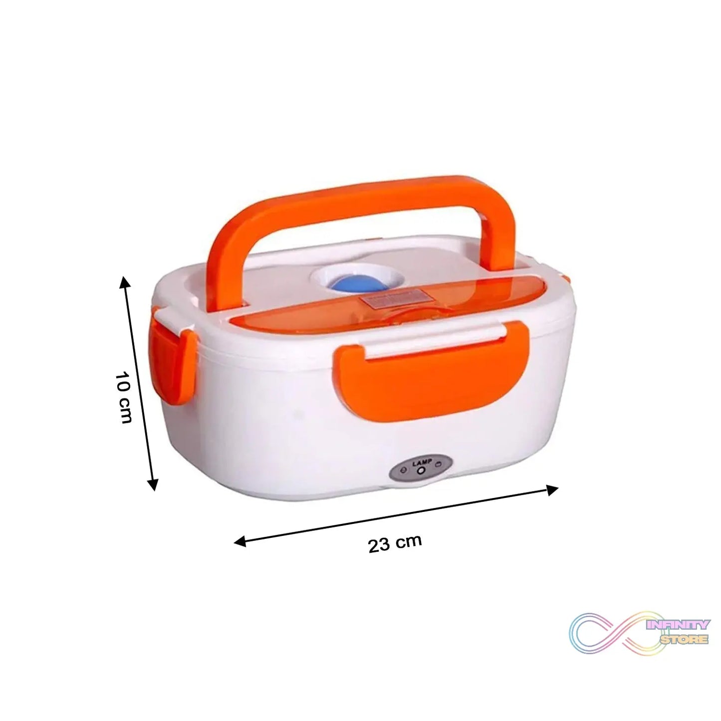 Portable electric lunch box with handle and heating feature