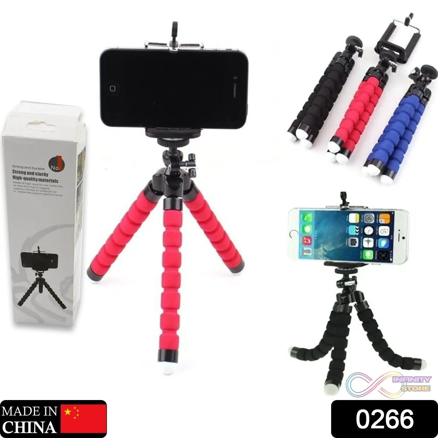 Portable Mini Octopus Tripod Stand with Phone Holder for Live Selfie, Mobile Phone Portable and Adjustable Stent - infinityexculsivestore.com
