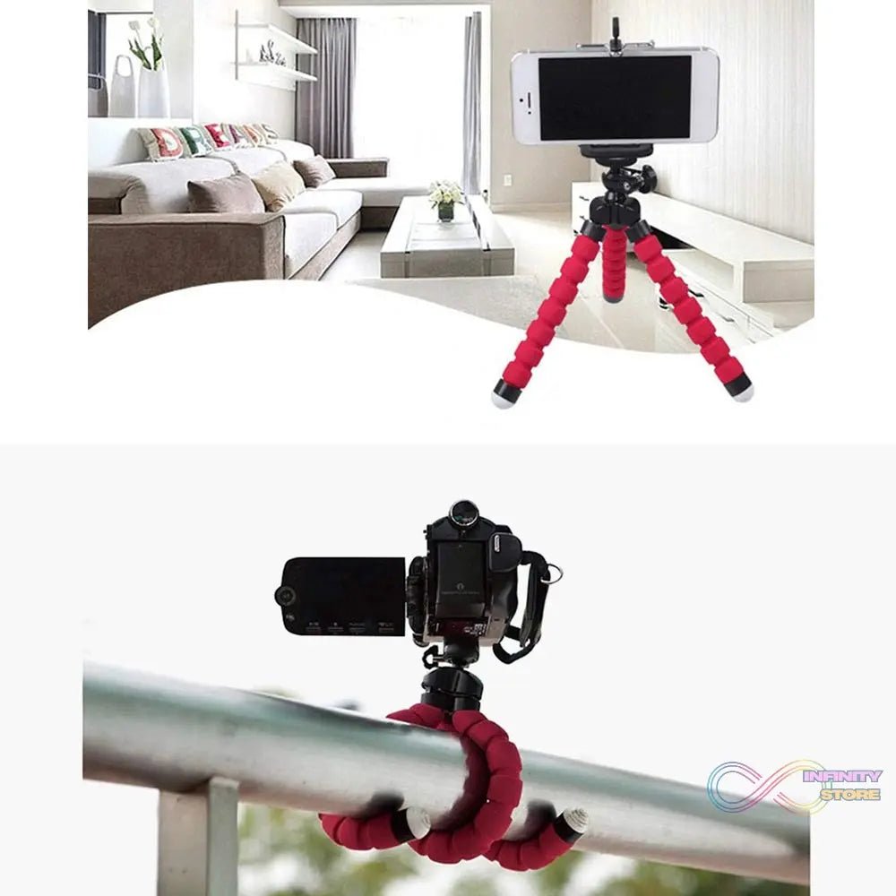 Portable Mini Octopus Tripod Stand with Phone Holder for Live Selfie, Mobile Phone Portable and Adjustable Stent - infinityexculsivestore.com